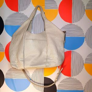 Vince Camuto Tan Pebbled Lamb Leather Pleated Neutral Luxury